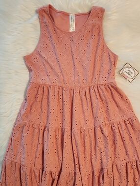 Girls' Pink Eyelet Tiered Dress - Girls Size:16 - Brand: Heart & Arrow
